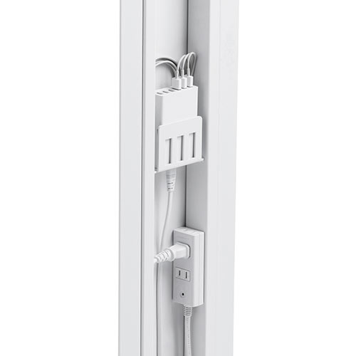 壁寄せ タブレットスタンド USB充電器収納 天然木天板 ホワイト 充電スタンド 200-STN032W