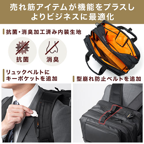 ビジネスバッグ（3WAY・大容量・リュック・ショルダー対応・28.3