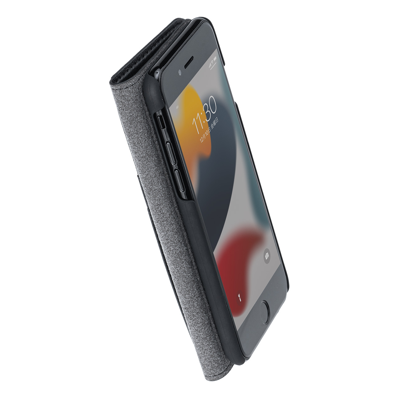 iPhone SE（第3/第2世代）手帳型ケース 保護フィルムセット iPhone 8/7 PUレザー ブラック ガラスフィルム 日本メーカー製強化ガラス 202-SPC031BKSET