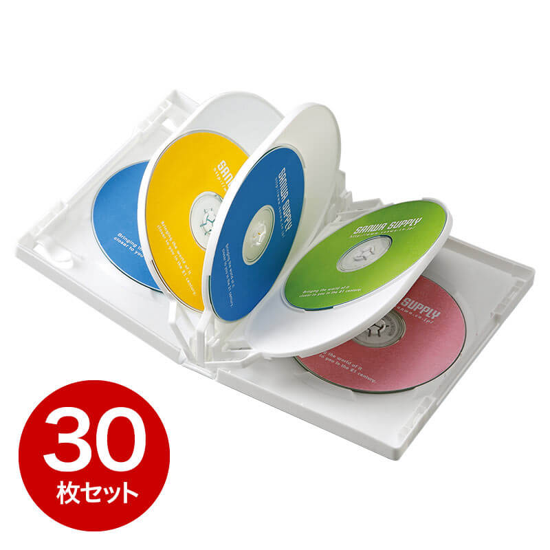 【30枚】DVDケース（8枚収納・トールケース・ホワイト） 202-TW8-30W