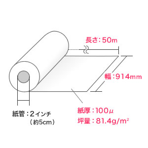 プロッター用紙・ロール紙（普通紙・厚手タイプ・914mm×50m・2R入り