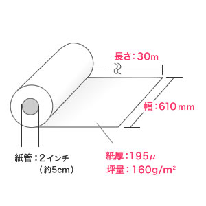 プロッター用紙・ロール紙（フォト光沢紙・610mm×30m・24インチロール