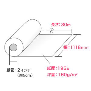 プロッター用紙・ロール紙（フォト光沢紙・1118mm×30m・44インチロール