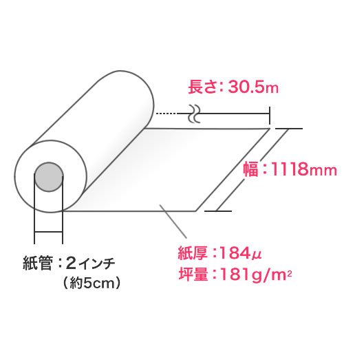 プロッター用紙・ロール紙（印画紙・1118mm×30.5m・44インチロール