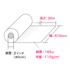 プロッター用紙・ロール紙（マットフィルム・610mm×30m・24インチ