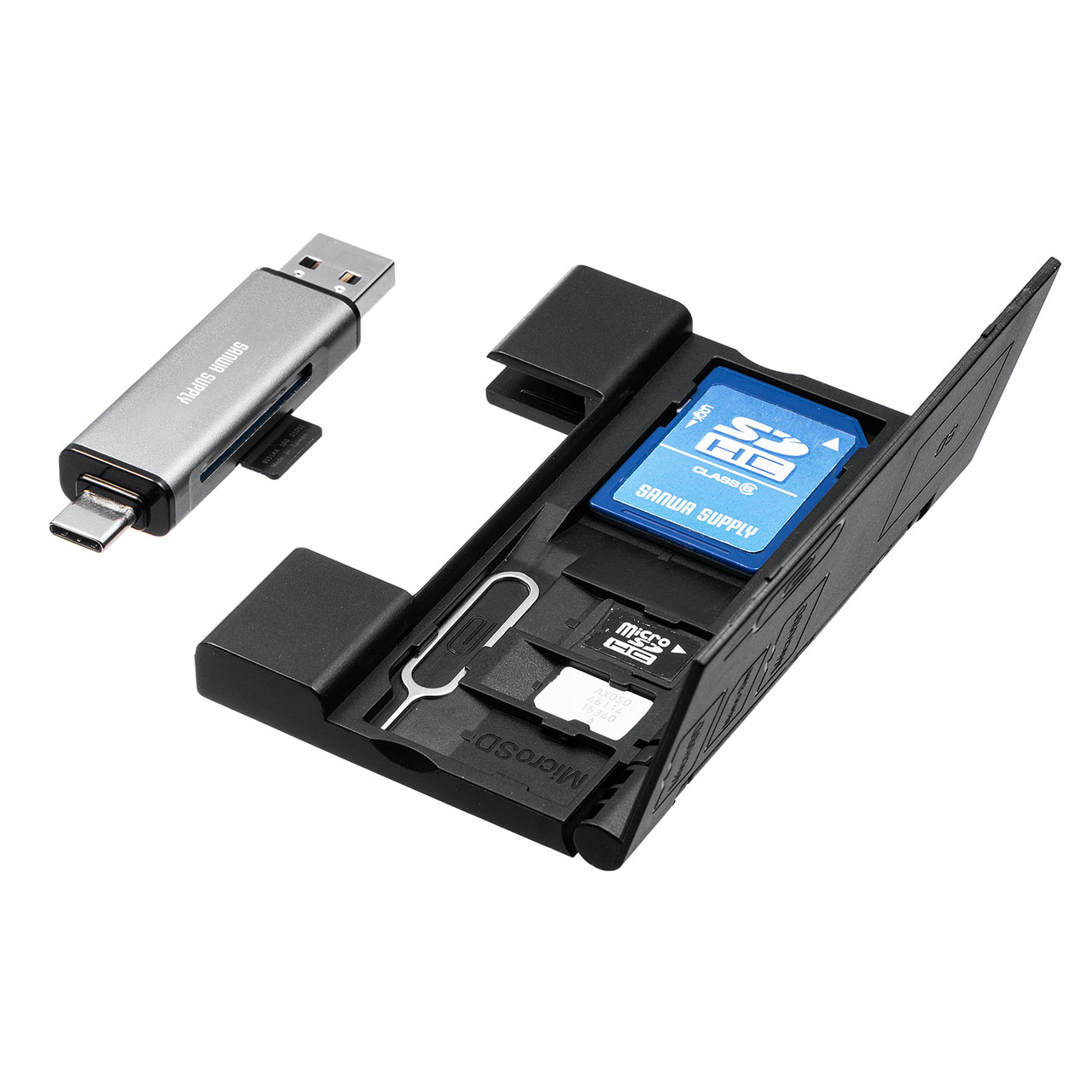 yrWlXZ[zfBAP[Xt SD/microSDJ[h[_[ USB 3.1 Gen1 USB A USB Type-Cڑ 400-ADR323GY