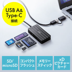 }`J[h[_[ SD MicroSD CF xD MSΉ 5 in 1 USB-C USB A Windows Mac iPhone15/16 Android