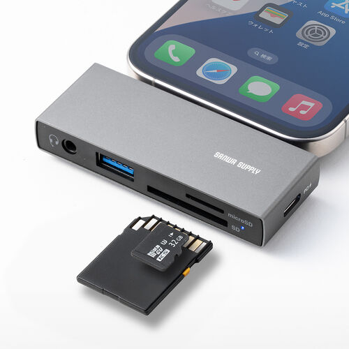 USB-C nu 5-in-1 PD100W [d SD microSD J[h[_[ CzWbN USB-A|[g 5Gbps iPhone iPad X}z ^ubg A~ 400-ADR339GM