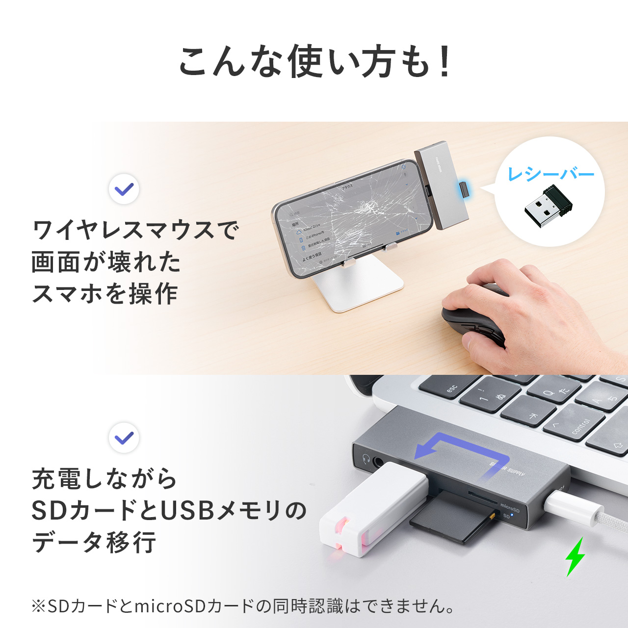 USB-C nu 5-in-1 PD100W [d SD microSD J[h[_[ CzWbN USB-A|[g 5Gbps iPhone iPad X}z ^ubg A~ 400-ADR339GM