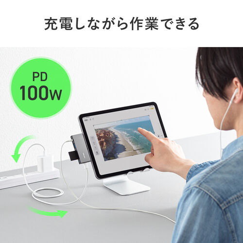 USB-C nu 5-in-1 PD100W [d SD microSD J[h[_[ CzWbN USB-A|[g 5Gbps iPhone iPad X}z ^ubg A~ 400-ADR339GM