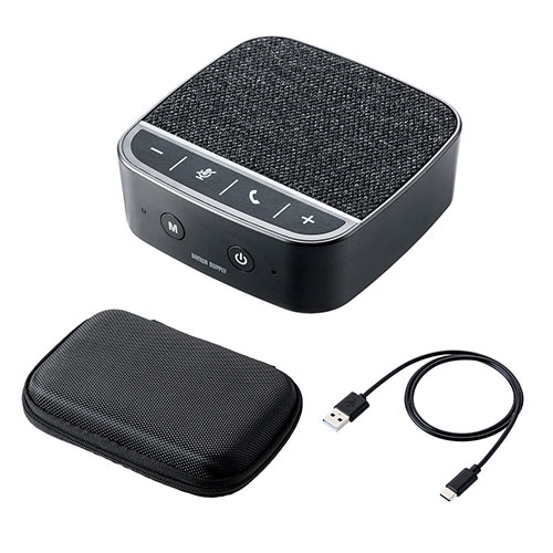 スピーカーフォン 小型 1人用 個人 360度全方向集音 全指向性 Bluetooth USB接続対応 WEB会議 個人向け ブラック USB Wndows Mac 400-BTMSP2
