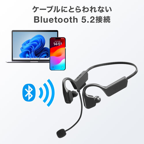骨伝導イヤホン オープンイヤー Bluetooth接続 空気伝導 ヘッドセット