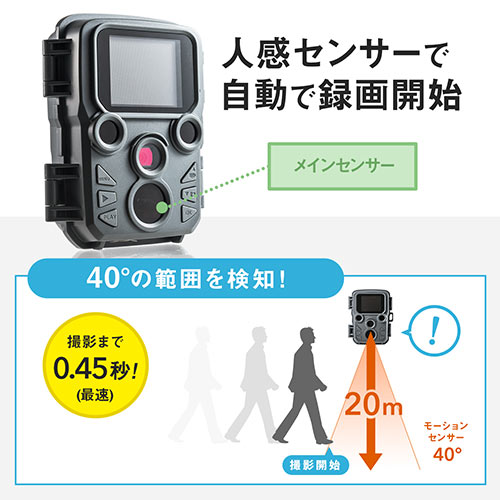 防犯カメラ トレイルカメラ（小型：家庭用・屋外・屋内・電源不要