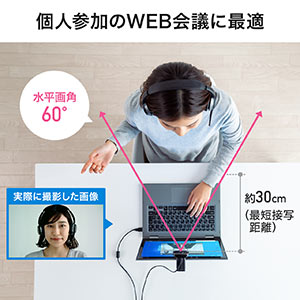 WEBカメラ マイクなし 画角60度 狭角 フルHD1080P 200万画素 三脚対応 Zoom Teams WEB会議対応 テレワーク  400-CAM086の販売商品 | 通販ならサンワダイレクト