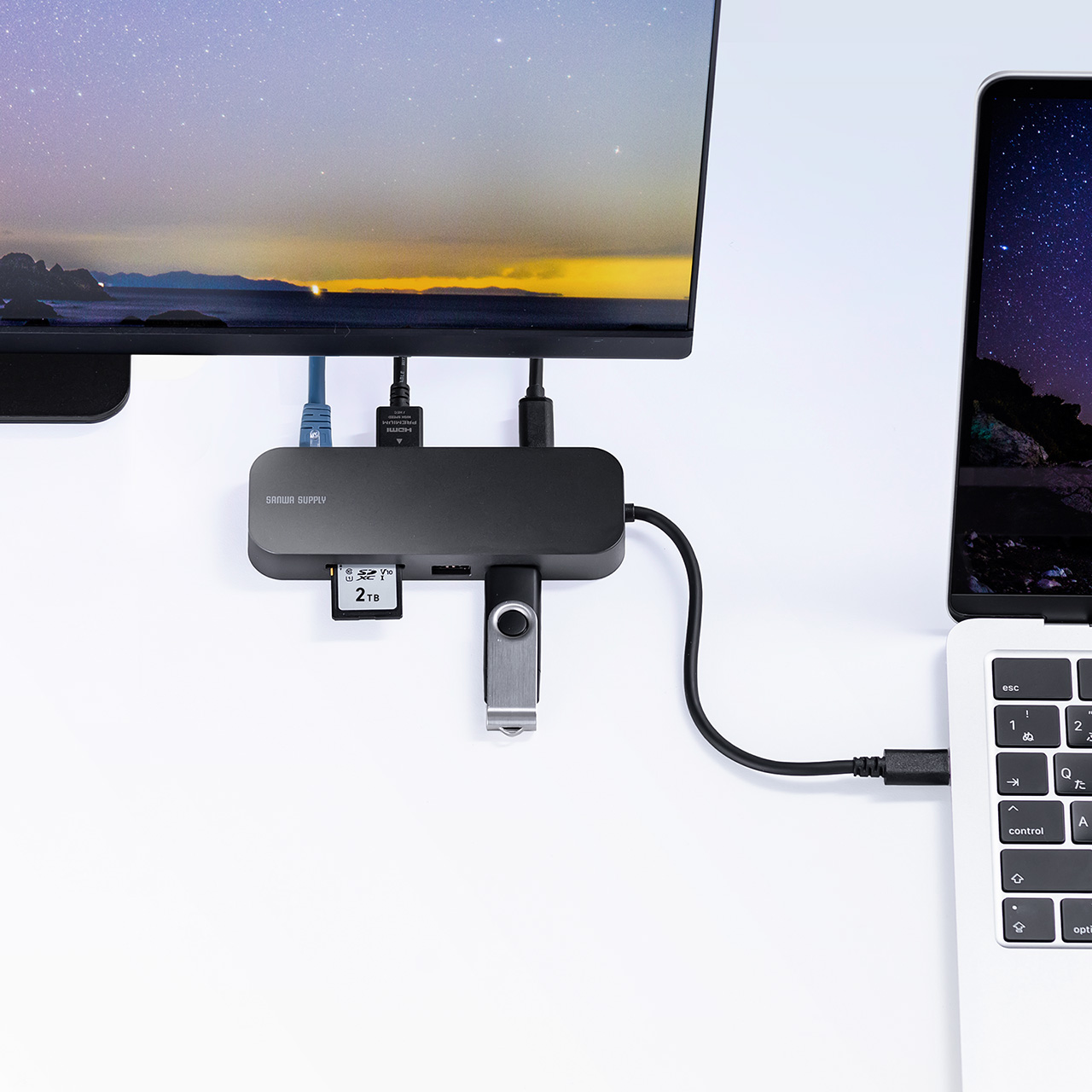 yVi|Cg10{zUSB-C oChbLOXe[V 8-in-1 HDMI 1 PD100W }[d SD/microSDJ[h[_[ LLAN USB-A 4K 5Gbps 400-DKM2BK