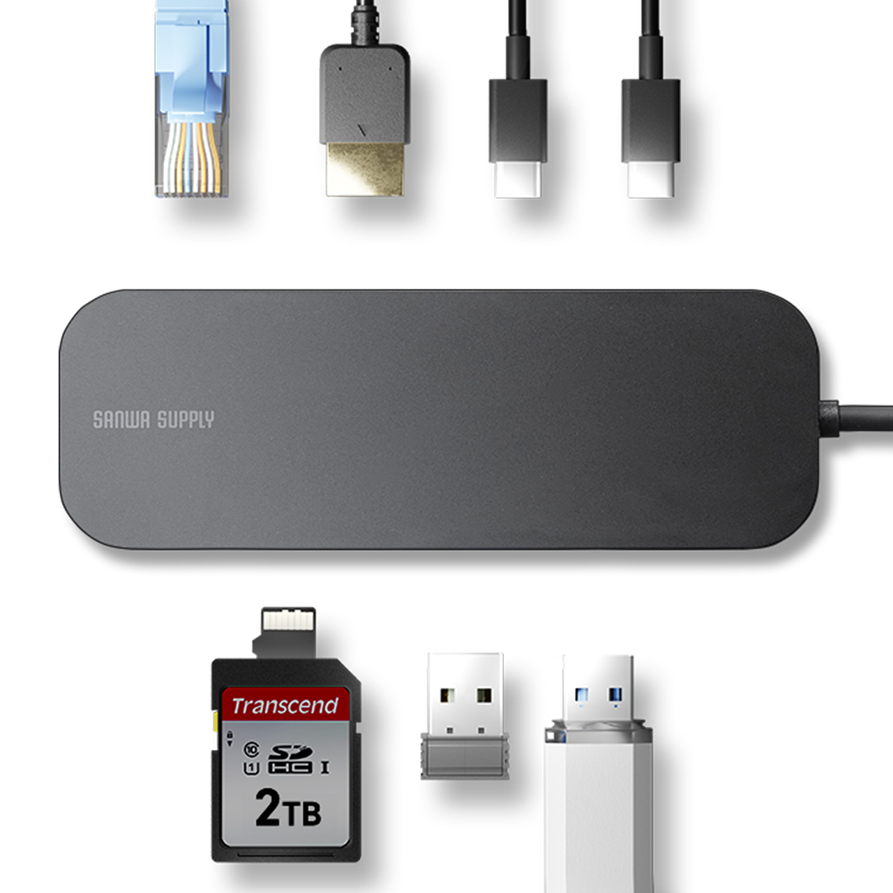 yVi|Cg10{zUSB-C oChbLOXe[V 8-in-1 HDMI 1 PD100W }[d SD/microSDJ[h[_[ LLAN USB-A 4K 5Gbps 400-DKM2BK