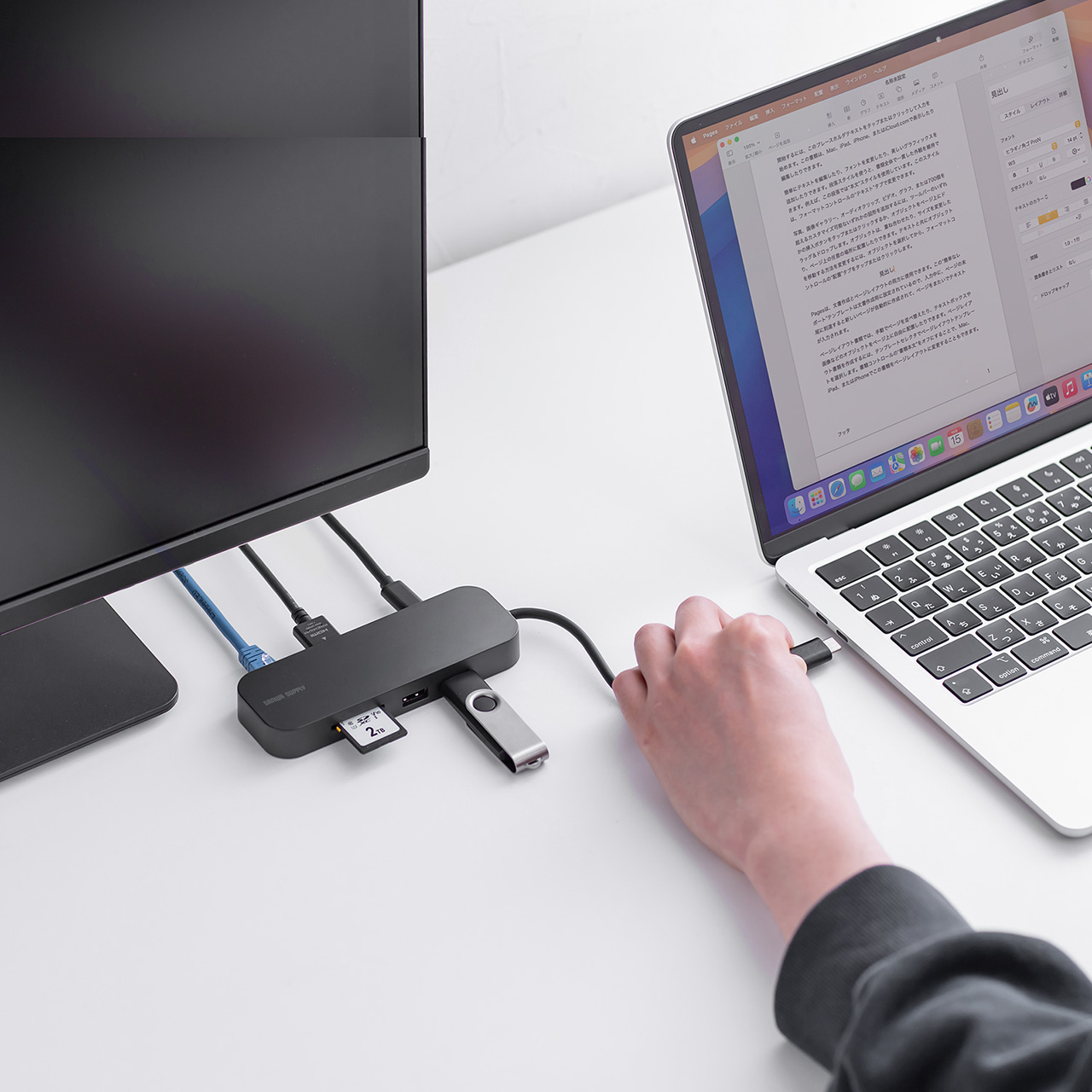 yVi|Cg10{zUSB-C oChbLOXe[V 8-in-1 HDMI 1 PD100W }[d SD/microSDJ[h[_[ LLAN USB-A 4K 5Gbps 400-DKM2BK