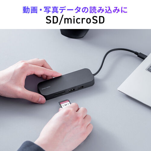 yVi|Cg10{zUSB-C oChbLOXe[V 8-in-1 HDMI 1 PD100W }[d SD/microSDJ[h[_[ LLAN USB-A 4K 5Gbps 400-DKM2BK