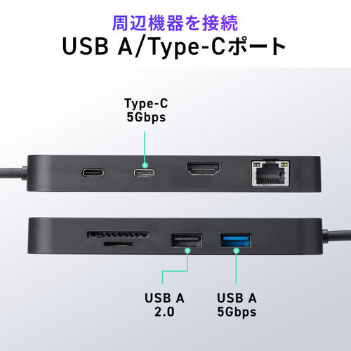 yVi|Cg10{zUSB-C oChbLOXe[V 8-in-1 HDMI 1 PD100W }[d SD/microSDJ[h[_[ LLAN USB-A 4K 5Gbps 400-DKM2BK