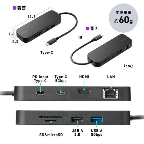 yVi|Cg10{zUSB-C oChbLOXe[V 8-in-1 HDMI 1 PD100W }[d SD/microSDJ[h[_[ LLAN USB-A 4K 5Gbps 400-DKM2BK