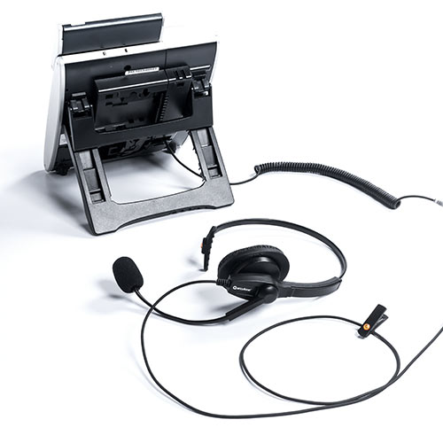 電話機用ヘッドセット RJ-9接続 片耳タイプ コールセンター 固定電話 ハンズフリー手ぶら通話 チャンネル切り替え フレキシブルアーム 軽量 コンデンサー 双指向性 400-HS043