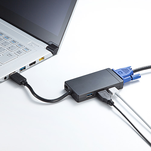 USB3.0 VGA変換アダプタ（ハブ付き・ディスプレイ増設・トリプルディスプレイ対応） 通販ならサンワダイレクト