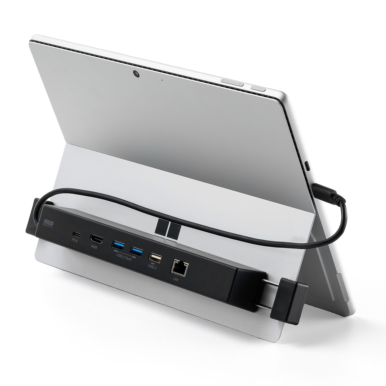 Surface専用ドッキングステーション Type-Cハブ 4K/30Hz HDMI USB×3 LAN PD100W Pro 7/Pro 8/Pro X/Go/Go 2/Go 3 対応 400-HUB039BK3