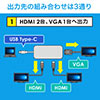 USB Type-C ドッキングステーション モバイルタイプ PD/60W対応 フルHD対応 4in1 HDMI×2 VGA USB3.0 テレワーク リモート 在宅勤務