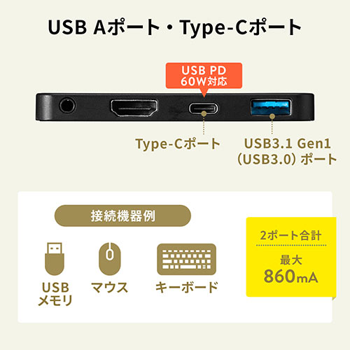 Surface Go/Go 2/Go 3専用 USB3.1ハブ USB Type-C USB Aポート×2ポート ...