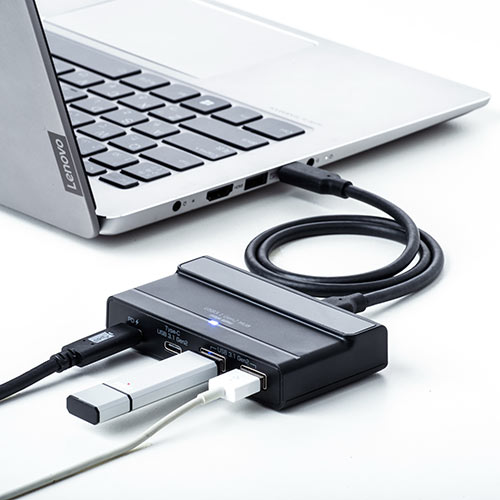 USB Type-Cnu USB3.1 Gen2 USB Type-C USB A 4|[g USB PDΉ Ztp[ ACA_v^t ubN 400-HUB075BK