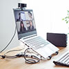 【オフィスアイテムセール】USBハブ付きノートパソコンスタンド 5段階調節 角度調整 姿勢改善 持ち運び 折りたたみ式 PCスタンド iPadスタンド