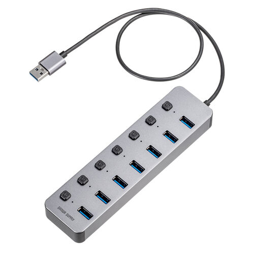 USBnu 7|[g ACA_v^t USB[d Ztp[ ʃXCb`t USB3.2/5Gbps RpNg USB A ڑ O[ 400-HUBA32GM