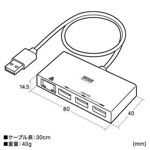USBnu USB3.2 LAN|[gt LLANΉ MKrbgC[Tlbg 1GbpsΉ USBnu3|[g P[u30cm ʃt@Xi[t 400-HUBA3BK