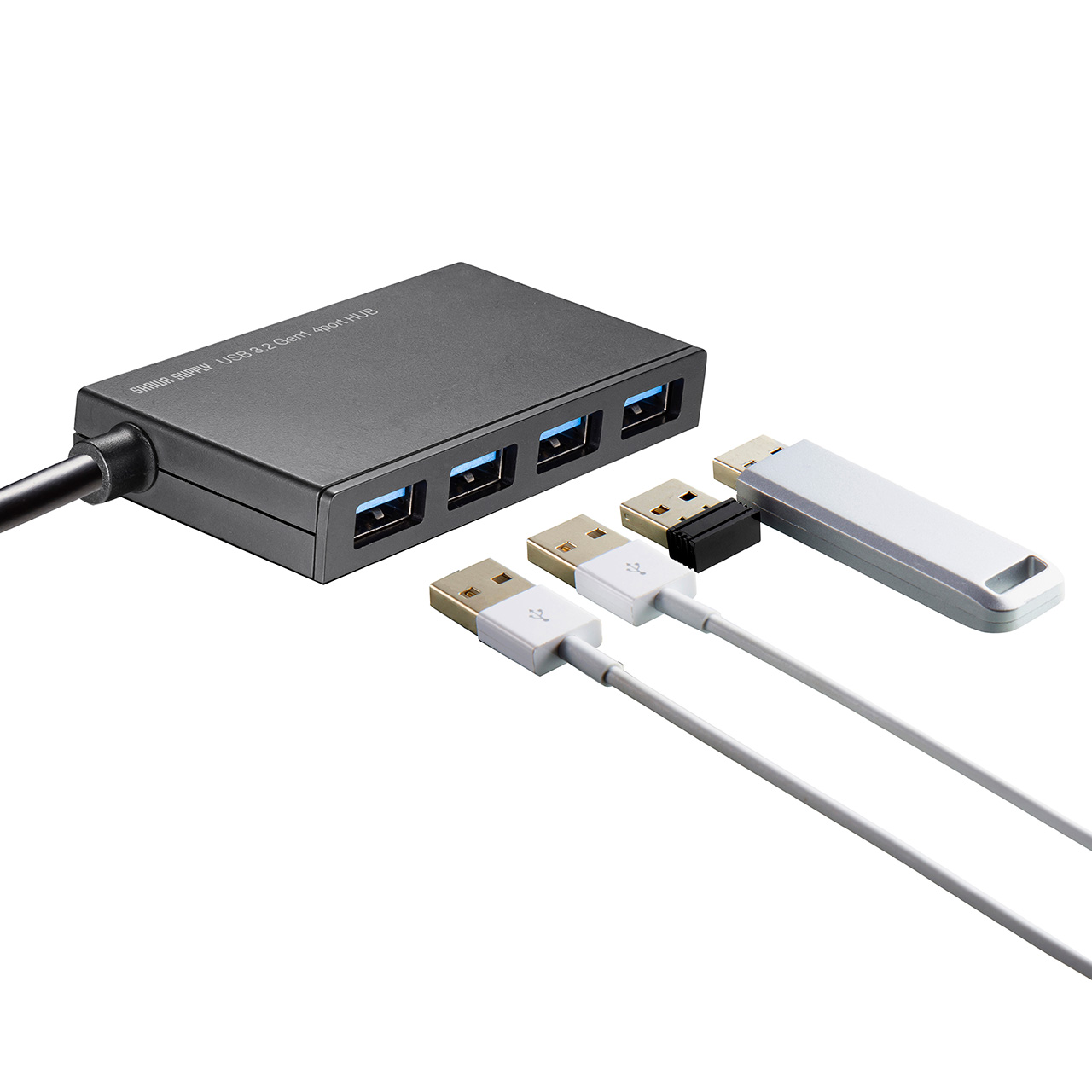 【ビジネス応援セール】USBハブ 4ポート Type-C ケーブル長1m バスパワー 薄型 軽量 コンパクト 高速データ転送 5Gbps 400-HUBC098
