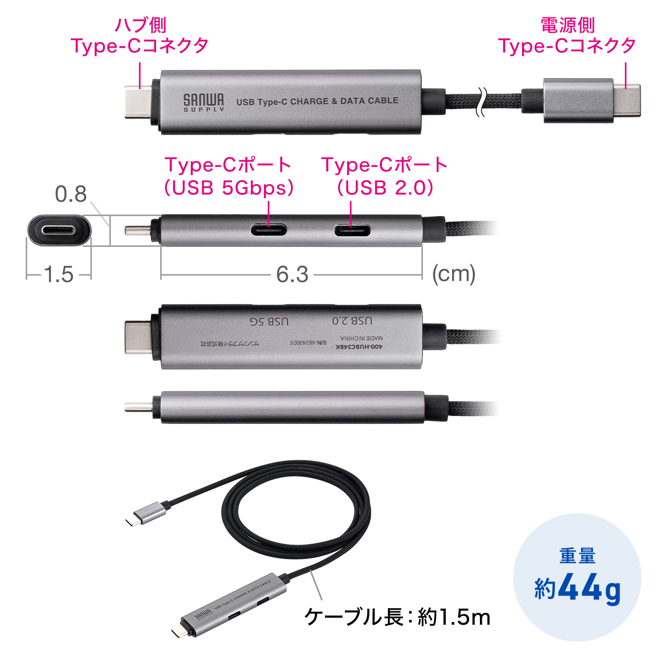 �yGW�Z�[���zUSB Type-C�n�u Type-C�P�[�u�� PD�Ή� PD100W USB3.2 Gen1 USB5Gbps �����^�� �P�[�u����̌^ 1.5m �u���b�N