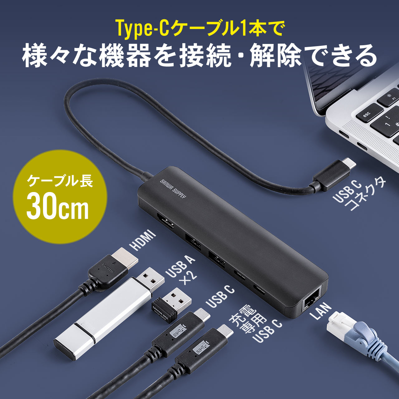【ビジネス応援セール】ドッキングステーション Type-C HDMI 8K/4K120Hz対応 PD100W対応 有線LAN対応 モバイル 400-HUBC9BK