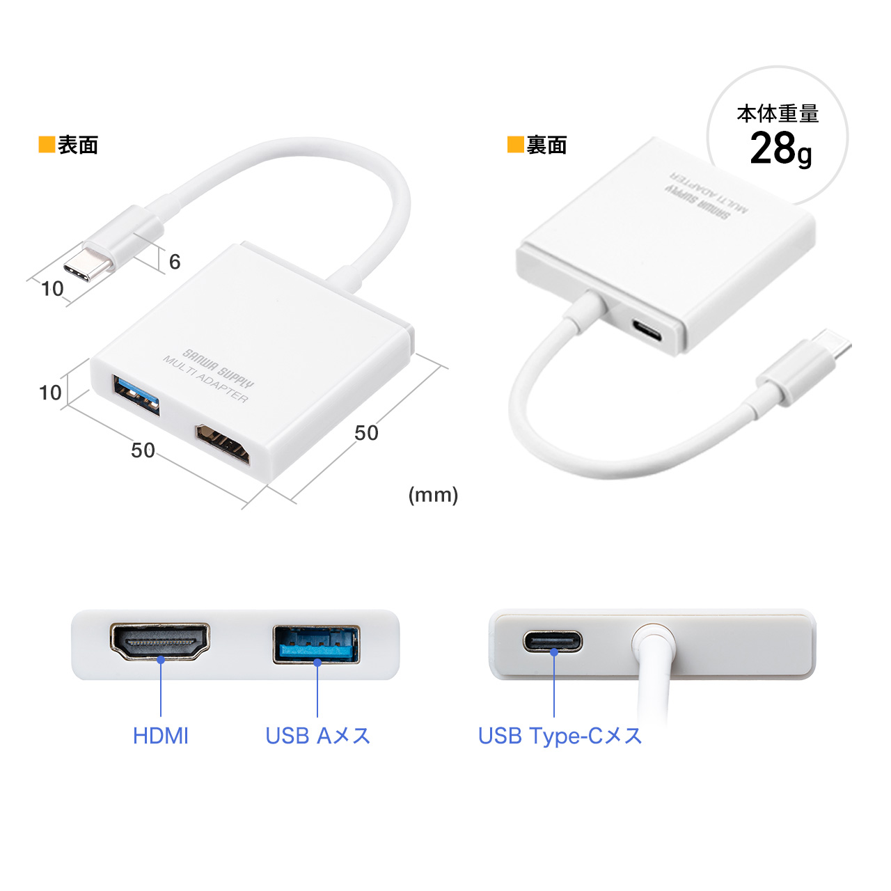 USB HDMI ϊ 4K USBnu 3|[gg Type Cڑ PD[dΉ ^ zCg 400-HUBCP21W