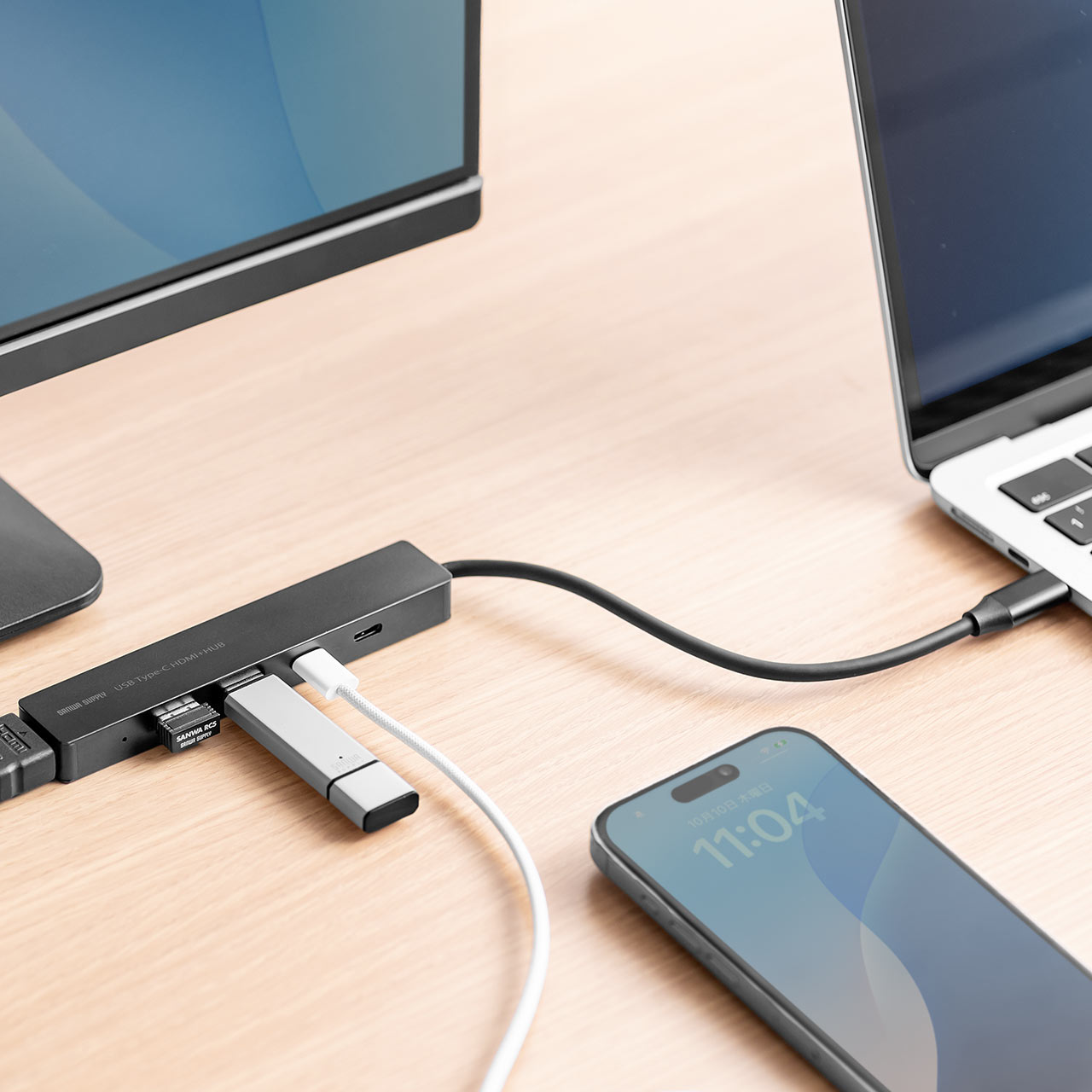 USB-C �n�u 5-in-1 �ő�PD90W�Ή� HDMI�|�[�g 4K30Hz �y�� �R���p�N�g USB-C�|�[�g 5Gbps USB-A�|�[�g USB2.0 �����f�[�^�ʐM �u���b�N