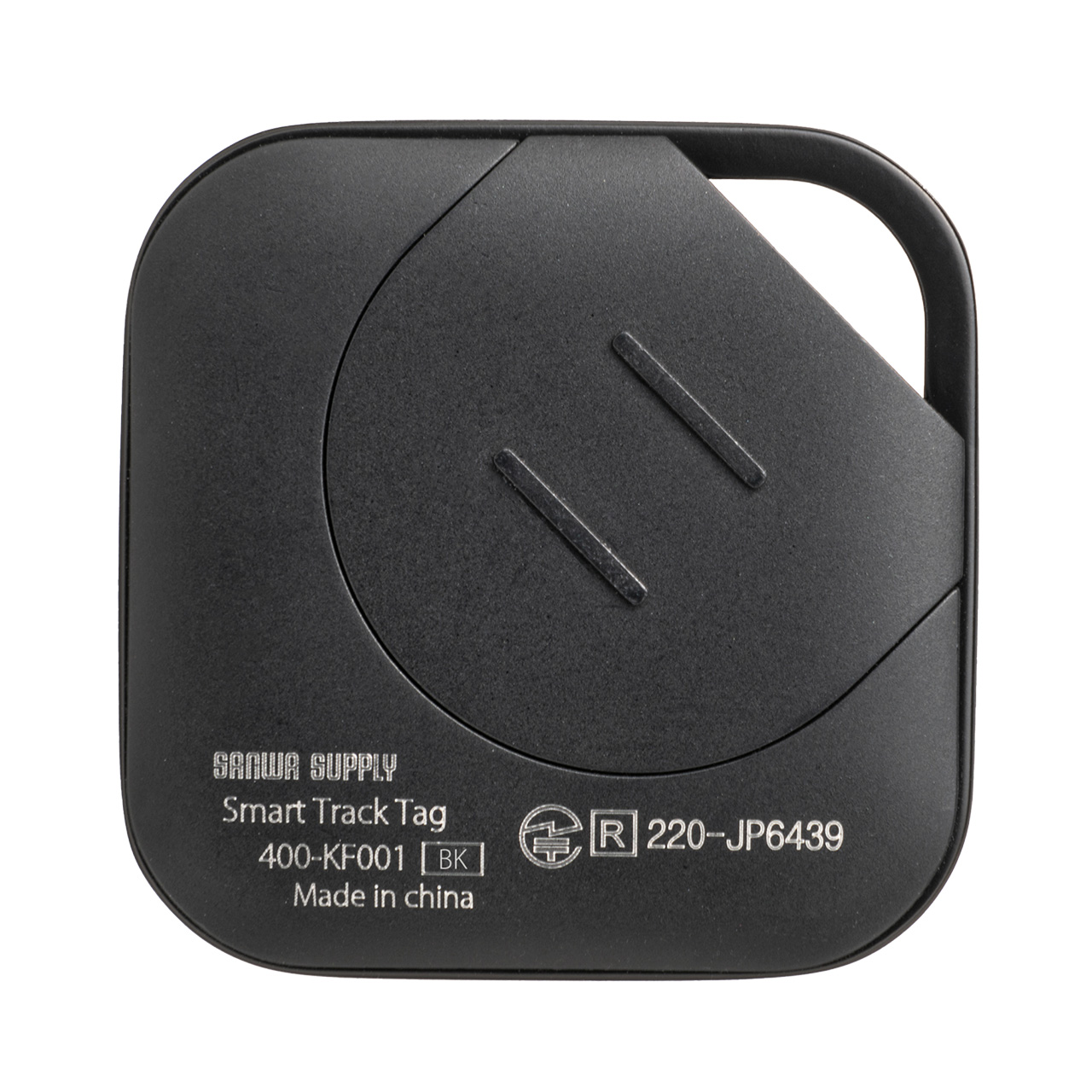 紛失防止タグ スマートトラッカー 探す対応 iPhone 電池式 ブラック 2個セット 400-KF001BK-2