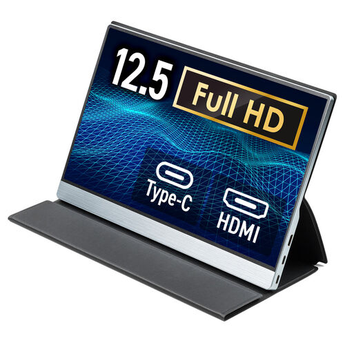 モバイルモニター 12.5インチ フルHD IPS 非光沢 アンチグレア USB Type-C HDMI入力 スピーカー内蔵 軽量450g  スタンドカバーつき 400-LCD005