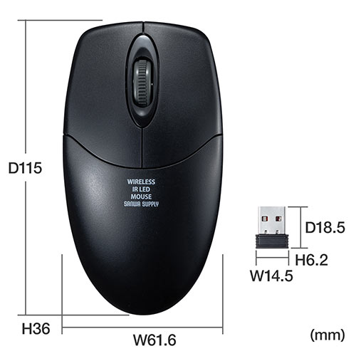 抗菌 ワイヤレスマウス 防水防塵 静音ボタン IRセンサー 1600カウント ブラック 400-MA113BK