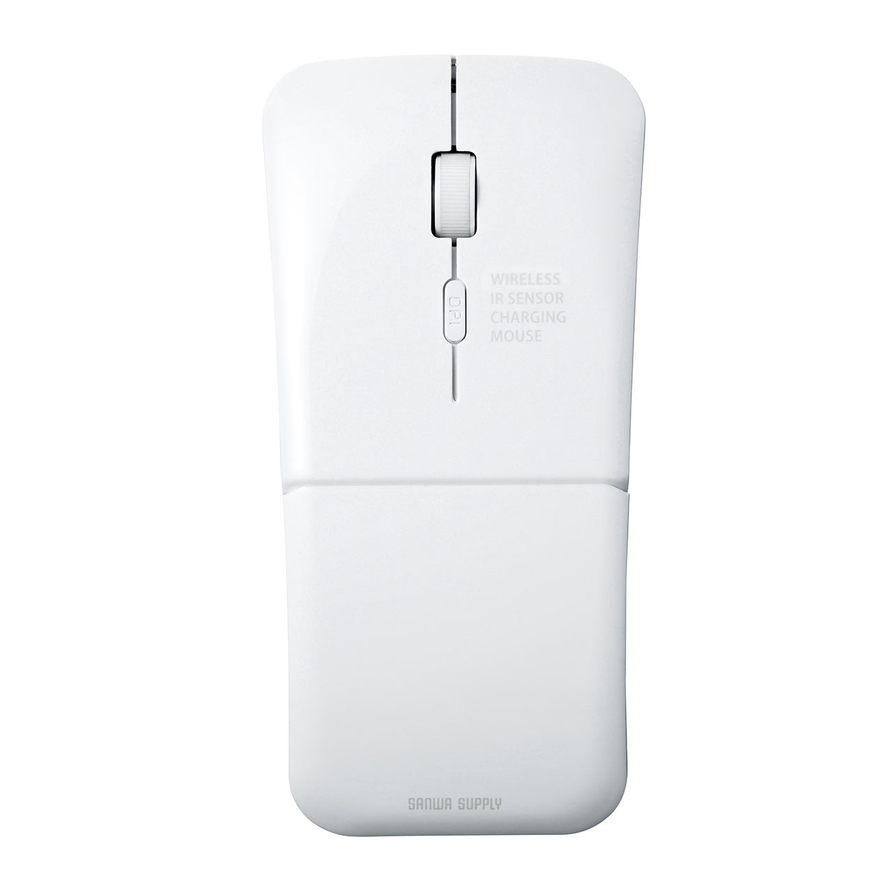 薄型ワイヤレスマウス USB充電式 IRセンサー 折りたたみ式 3ボタン ホワイト 400-MA121W