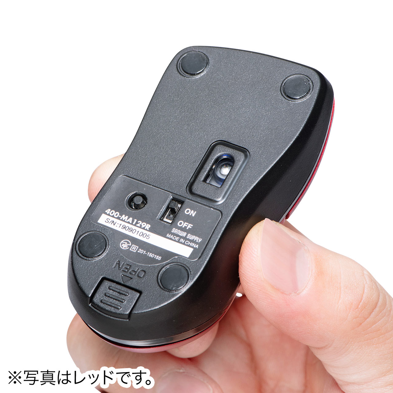 超小型 Bluetoothマウス ブルーLEDセンサー 3ボタン 静音ボタン ブラック 400-MA129BK