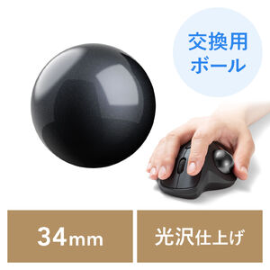トラックボール 交換用 ボール 34mm ブラック 光沢仕上げ 他社