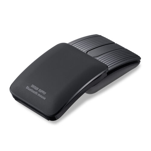 Bluetoothマウス コンパクト 小型 モバイル 充電式 4ボタン 戻るボタン 静音 ポーチ付き 持ち運び 出張 スライド カバー スリム 軽い ブラック 400-MABT192BK