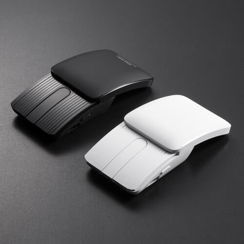 Bluetoothマウス コンパクト 小型 モバイル 充電式 4ボタン 戻るボタン 静音 ポーチ付き 持ち運び 出張 スライド カバー スリム 軽い ホワイト 400-MABT192W
