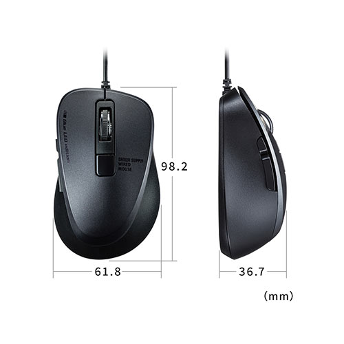 Type-C有線マウス 小型マウス 静音マウス 5ボタン ブラック 400-MAC183BK