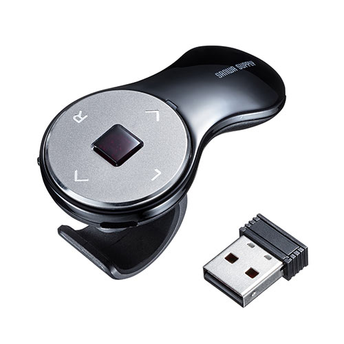 リングマウス USB A接続 ワイヤレス フィンガーマウス 空中マウス 5ボタン USB充電式 ブラック 400-MAW151BK
