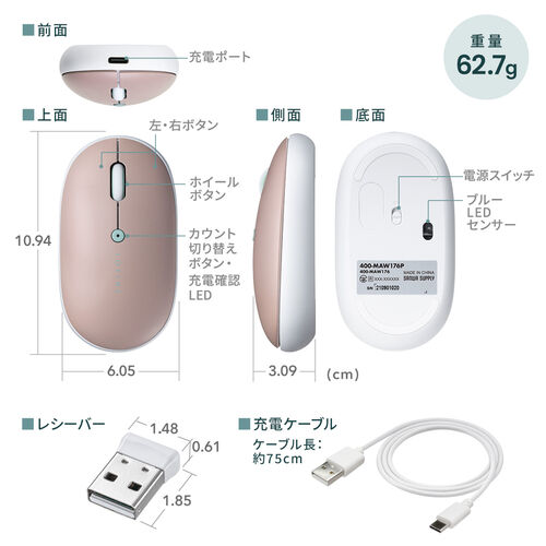 yN労ӃZ[zCX}EX ^ sN É USB AV[o[ [d Type-C [d 킢  y tbg 400-MAW176PN