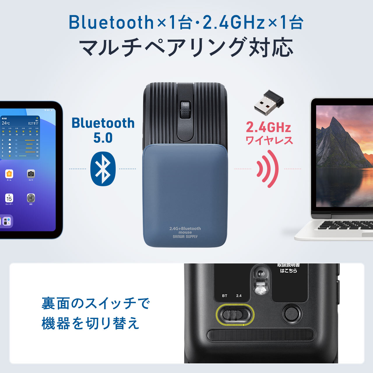 �y�V���iP10�{�z���^�}�E�X Bluetooth 2.4GHz���C�����X �X���C�h�J�o�[ �J�œd���I���I�t 5�{�^�� �߂�E�i�� ���^ �R���p�N�g USB-C�[�d�� �X���� �y�� �É� �u���b�N